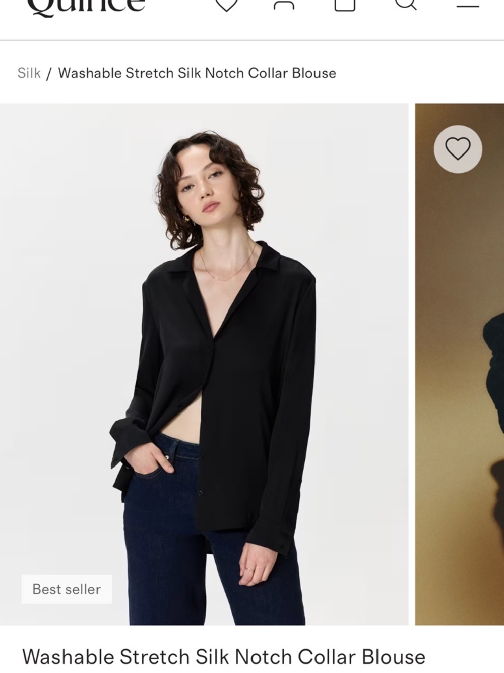 Washable Stretch Silk Notch Collar Blouse